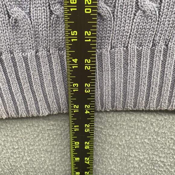 Polo By Ralph Lauren Sweater Mens Large Gray Cable Knit V Neck Cotton Pullover - Picture 7 of 8